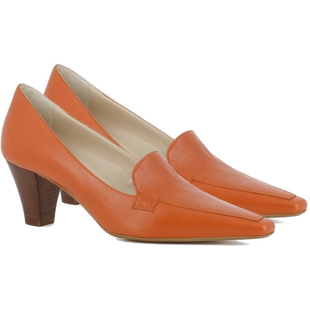 Vintage Chunky Block Heel Pumps Shoes Square Pointed Toe Slip On